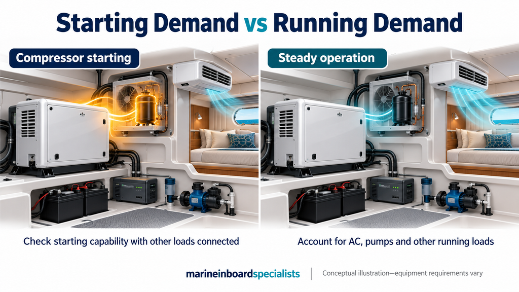 Conceptual comparison of boat AC compressor starting