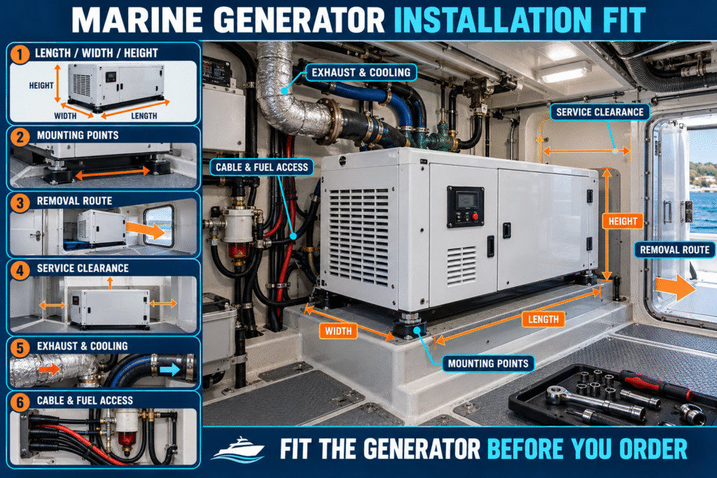 Marine Diesel Generator Buying Guide: How to Choose the Right Generator Marine generator installation fit checklist showing dimensions 1